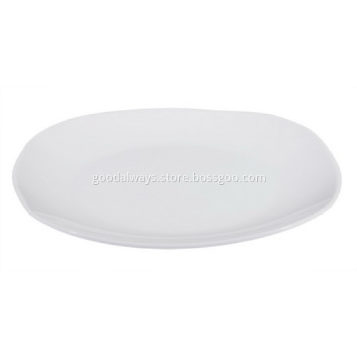 Diagonal 12-Inch ,30-Cm White Porcelain Rounded Square Plates